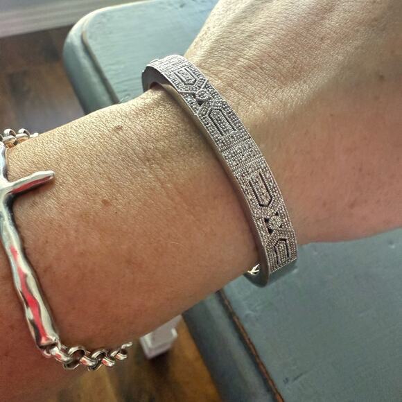 925 Sterling Silver CZ Bangle Bracelet - Picture 2 of 13